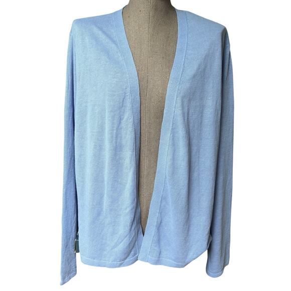 NEW J Jill Cardigan Sweater Women's Size XL Blue Open Front Linen Blend NWT - Picture 1 of 10